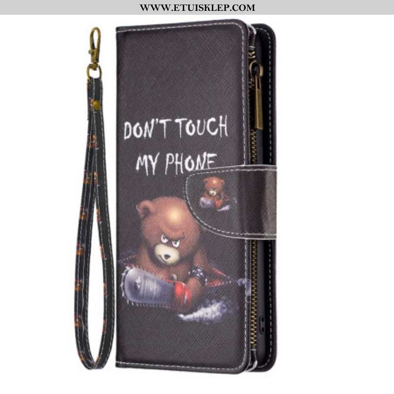 Etui Folio do Realme C35 z Łańcuch Zapinana Na Zamek Saszetka Dangerous Bear Z Paskami